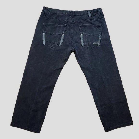 Vtg 90s Marc Buchanan Hip Hop Denim Jeans Leather trim pockets - Picture 6 of 14